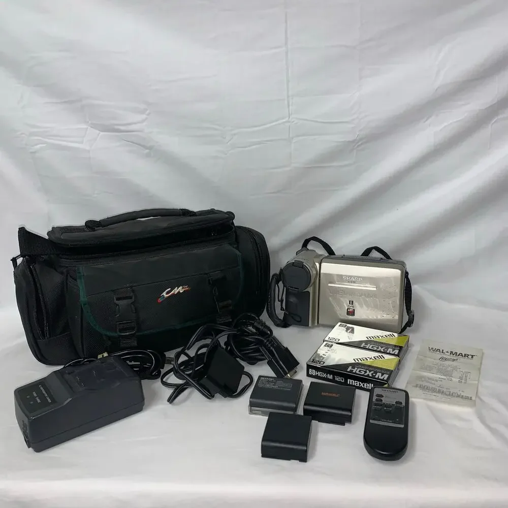 Vintage 2000’s Sharp VL-E780U Viewcam Video8 Camcorder & Accessories